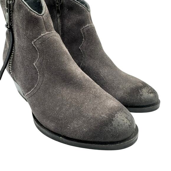 Bussola Alameda Gray Suede Leather Ankle Zip Up Western Booties Ankle Boots - Picture 7 of 13